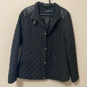 Ralph Lauren Black Jacket Fake Leather Accents